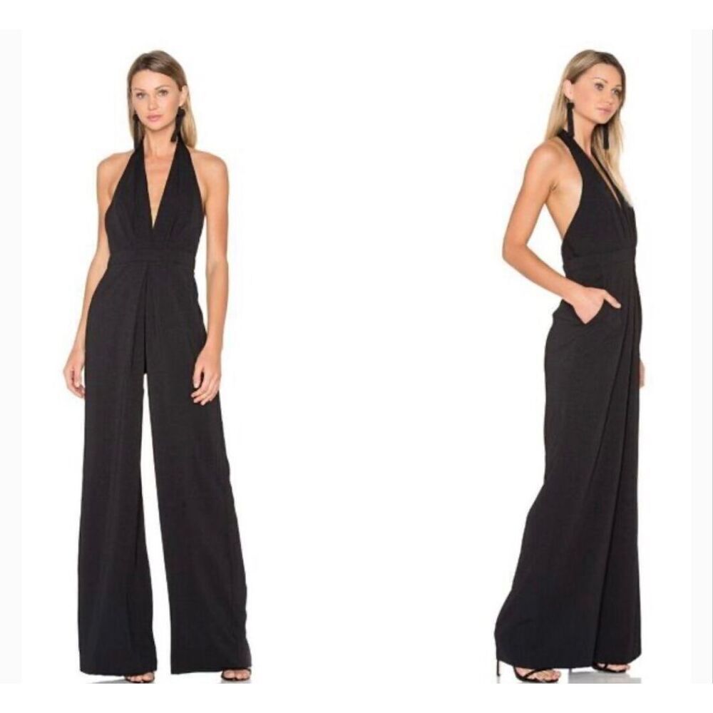 Jill Jill Stuart Black Halter Jumpsuit Size 4 Open Back Adjustable Tie Formal NW